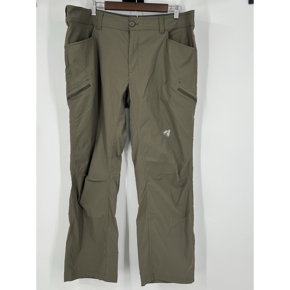 Eddie Bauer Green Hiking Pants Men's Size 40x30 Water Repellant Two-Way Stretch
